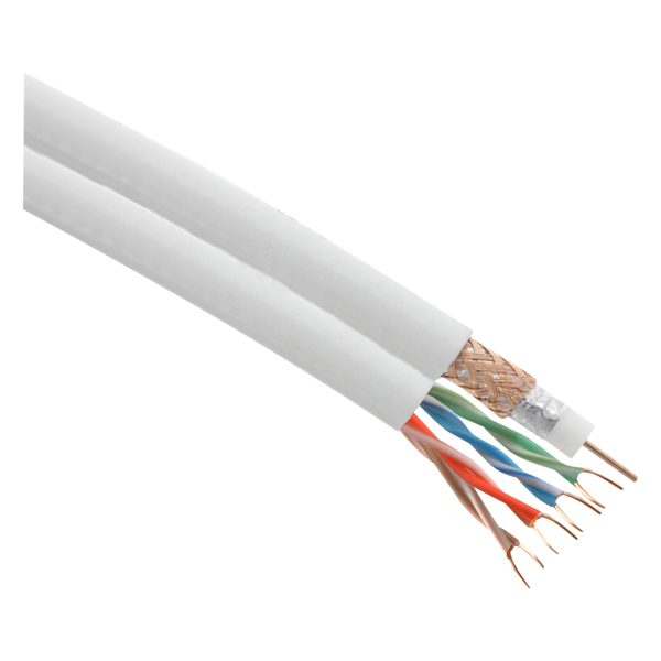 Q-Link coax/UTP kabel duo - RG6/CAT5E - 50 m - wit