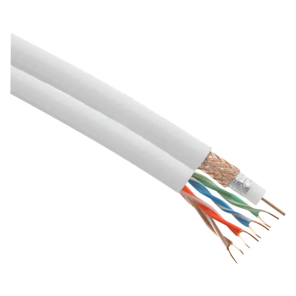 Q-Link duokabel coax RG6 + UTP CAT5e, 50 m, wit