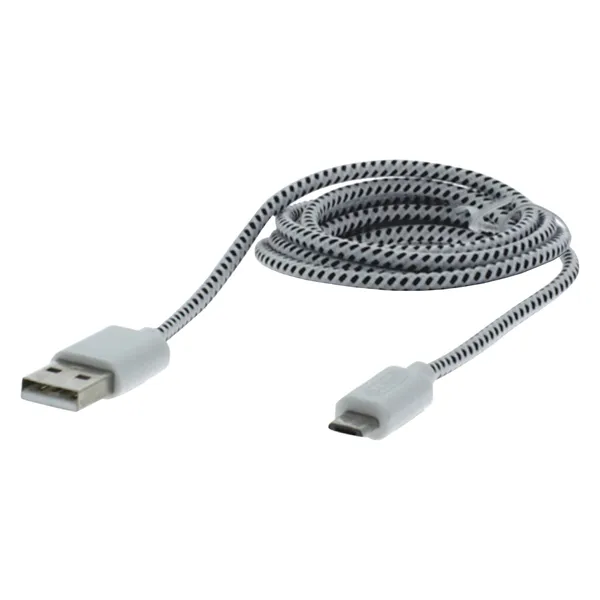 Q-Link USB-A naar Micro-USB datakabel, textiel, 1 m, zwart/wit