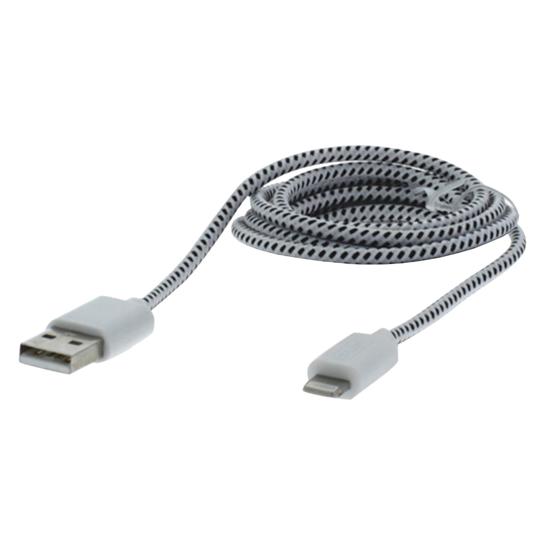 Q-Link datakabel - USB/iPhone - textiel - 1 m - zwart/wit