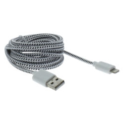 Q-Link datakabel - USB/iPhone - textiel - 2 m - zwart/wit - Afbeelding 4