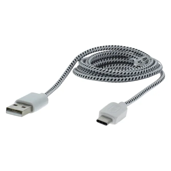 Q-Link USB-A naar USB-C datakabel, textiel, 1 m, zwart/wit