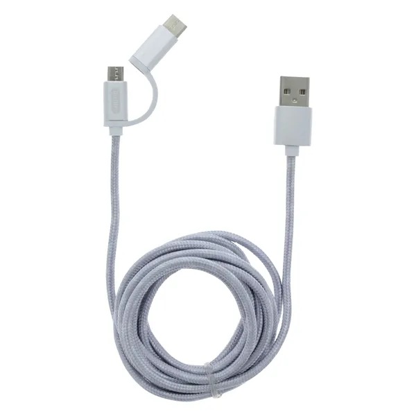 Q-Link datakabel USB naar USB-C en micro-USB, 2 m, textiel, zilver