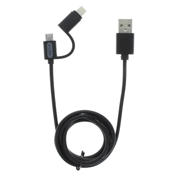 Q-Link datakabel USB naar Lightning en micro-USB, 1 m, zwart