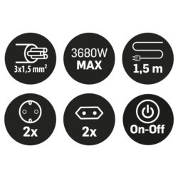 Q-Link stekkerdoos - 4-voudig - 2 x euro - 2 x randaarde - met schakelaar - 3 x 1.5 mm² - 1.5 m - wit - Afbeelding 2
