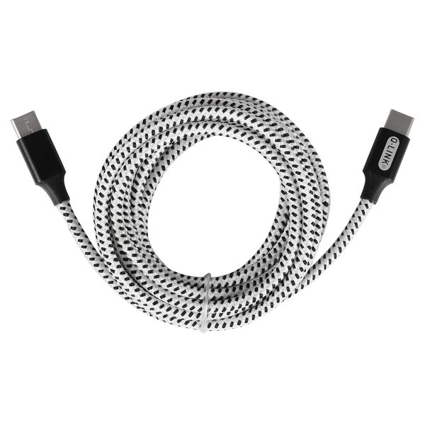 Q-Link datakabel - type-C/type-C - 2 m - textiel - zwart/wit