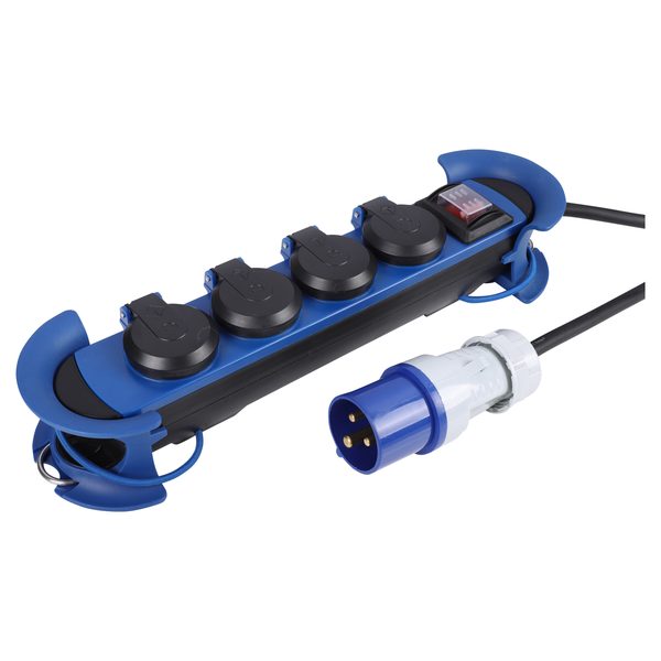 Q-Link CEE-stekkerdoos outdoor CM-system, 4-voudig, 5 m, blauw