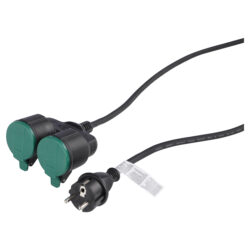 Q-Link verlengkabel - 2 x randaarde - spatwaterdicht (IP44) - 3 x 1.5 mm² - 5 m - rubber - zwart