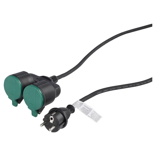 Q-Link rubber verlengkabel 5 m met 2 x randaarde, IP44