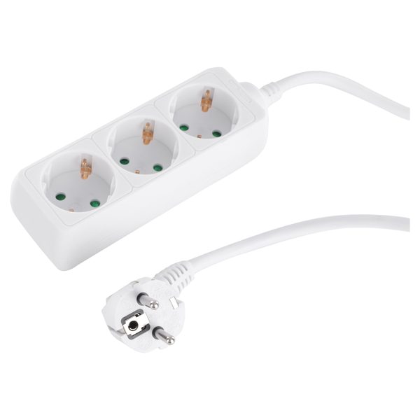 Q-Link stekkerdoos 3-voudig met randaarde, 1,5 m, wit