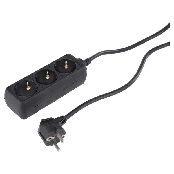 Q-Link stekkerdoos 3-voudig met randaarde, 1,5 m, zwart