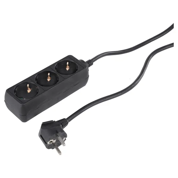 Q-Link stekkerdoos 3-voudig met randaarde, 1,5 m, zwart