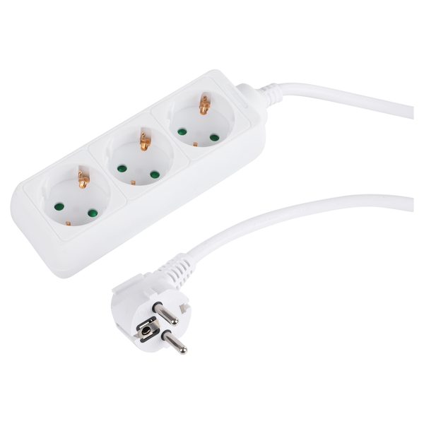 Q-Link stekkerdoos 3-voudig met randaarde, 3 m, wit
