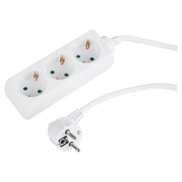 Q-Link stekkerdoos 3-voudig met randaarde, 3 m, wit