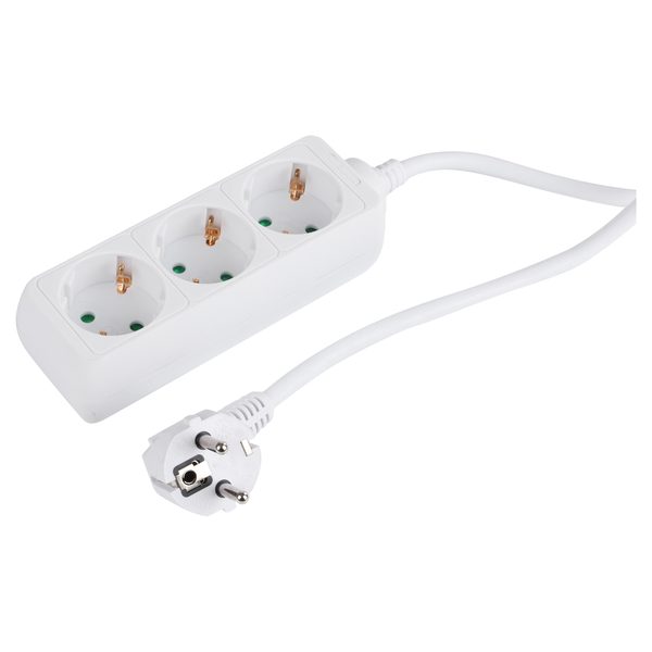 Q-Link stekkerdoos 3-voudig met randaarde, 5 m, wit
