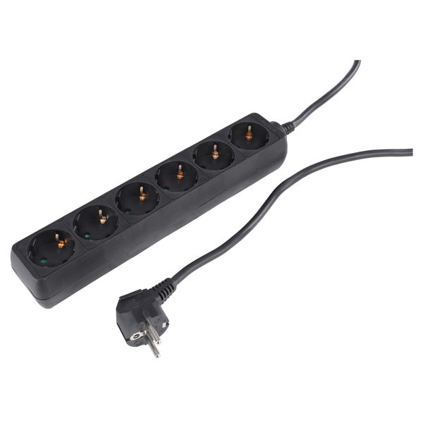 Q-Link stekkerdoos 6-voudig met randaarde, 1,5 m, zwart