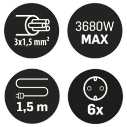 Q-Link stekkerdoos - 6-voudig - randaarde - 3 x 1.5 mm² - 1.5 m - zwart - Afbeelding 3