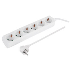 Q-Link stekkerdoos - 6-voudig - randaarde - 3 x 1.5 mm² - 5 m - wit
