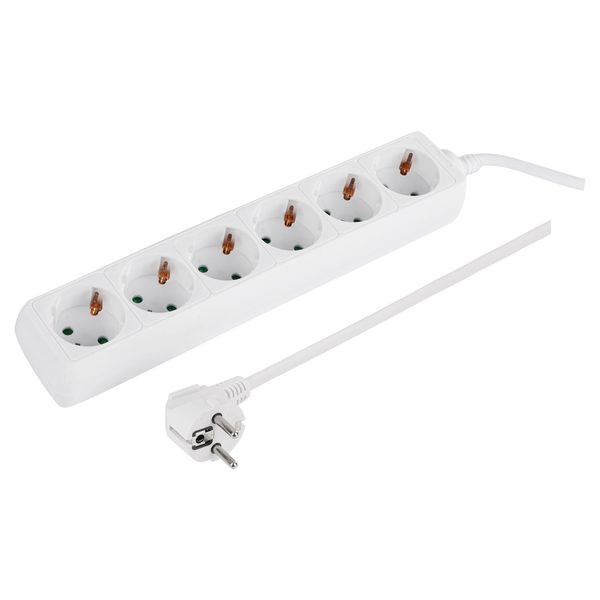 Q-Link stekkerdoos met randaarde, 5 m snoer, wit