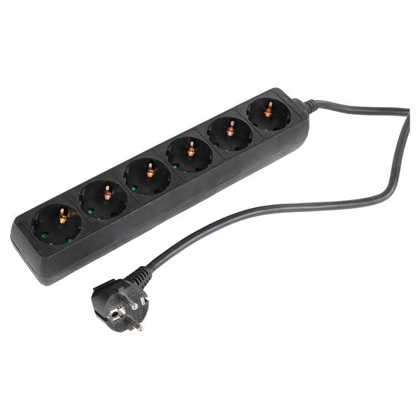 Q-Link stekkerdoos met randaarde, 5 m snoer, zwart