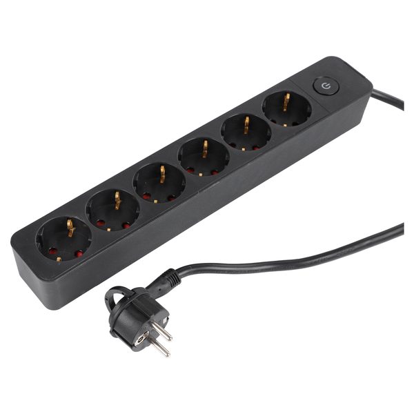 Q-Link stekkerdoos 6-voudig met schakelaar, 1,5 m, zwart