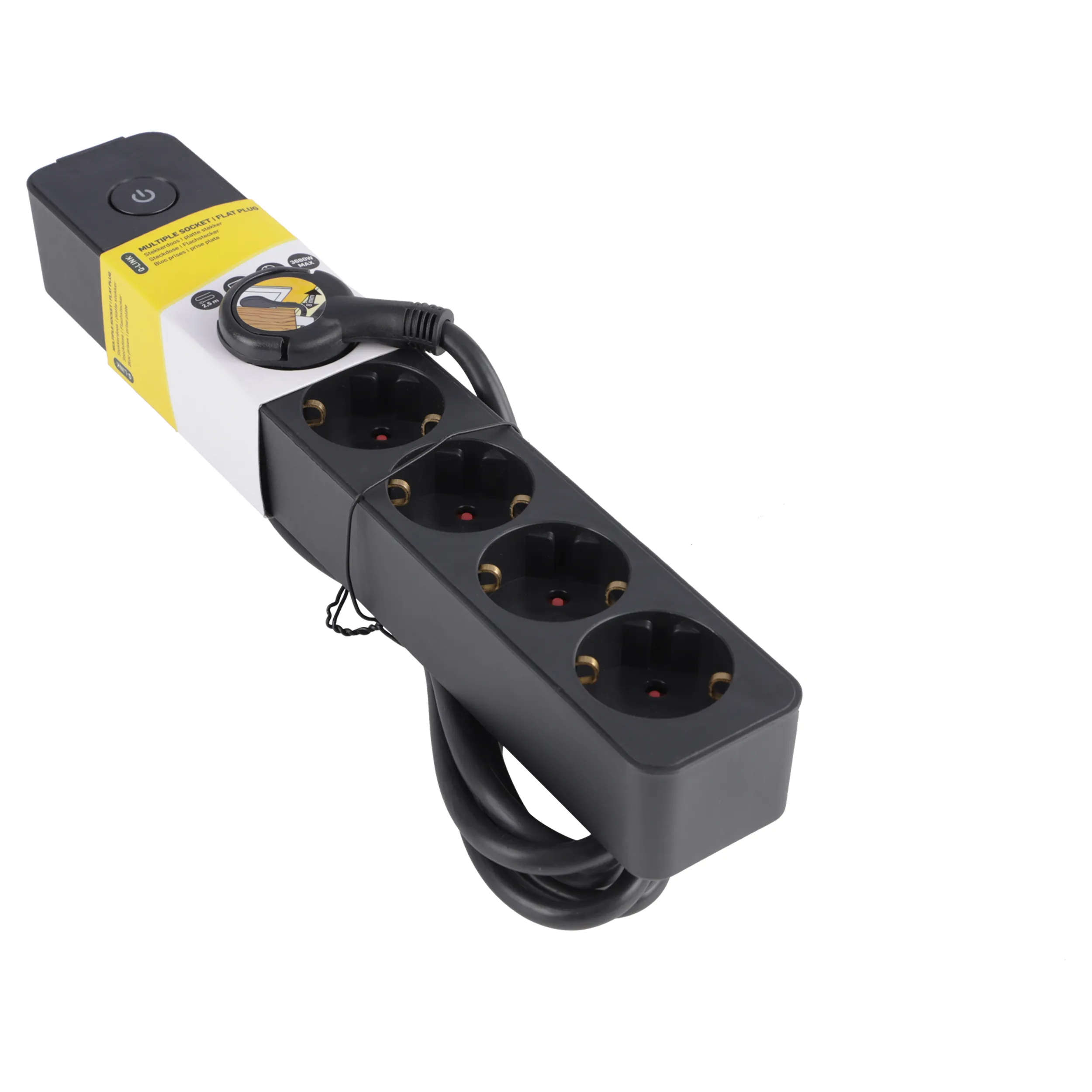 Q-Link stekkerdoos 6-voudig met schakelaar, 1,5 m, zwart - Afbeelding 2