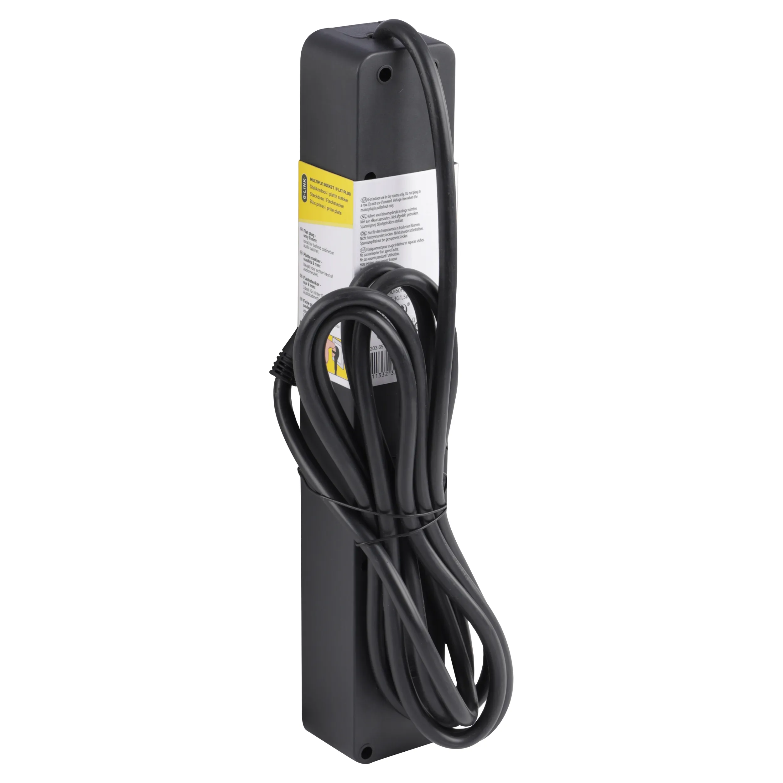 Q-Link stekkerdoos 6-voudig met schakelaar, 1,5 m, zwart - Afbeelding 3