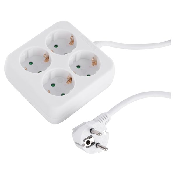 Q-Link stekkerdoos vierkant met randaarde, 1,5 m, wit