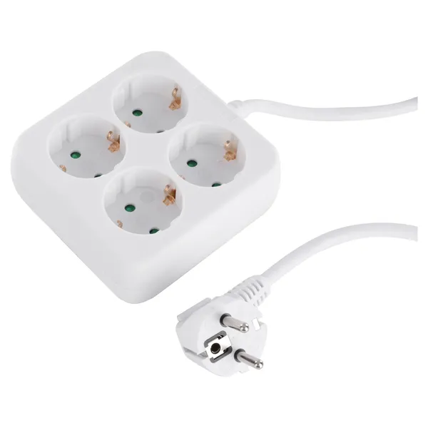 Q-Link stekkerdoos vierkant met randaarde, 1,5 m, wit