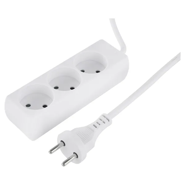 Q-Link stekkerdoos 3-voudig zonder randaarde, 1,5 m, wit