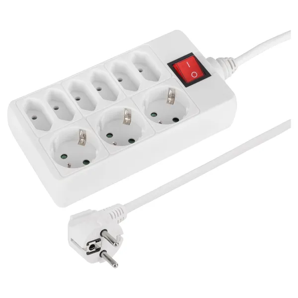 Q-Link stekkerdoos 9-voudig (3 x randaarde, 6 x euro), 1,5 m, wit