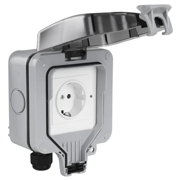 Q-Link slimme opbouwcontactdoos met wifi, IP66, grijs/zwart