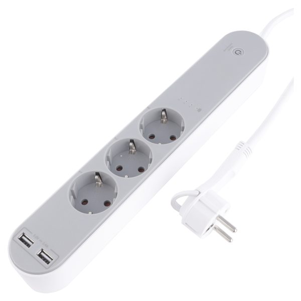 Q-Link slimme stekkerdoos 3-voudig met wifi en energiemeter, wit
