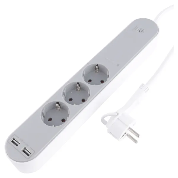 Q-Link slimme stekkerdoos 3-voudig met wifi en energiemeter, wit