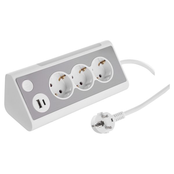 Q-Link stekkerdoos 3-voudig met LED-lamp en USB-A/C, 1,5 m, wit