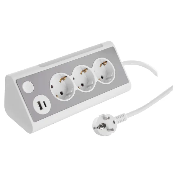 Q-Link stekkerdoos 3-voudig met LED-lamp en USB-A/C, 1,5 m, wit