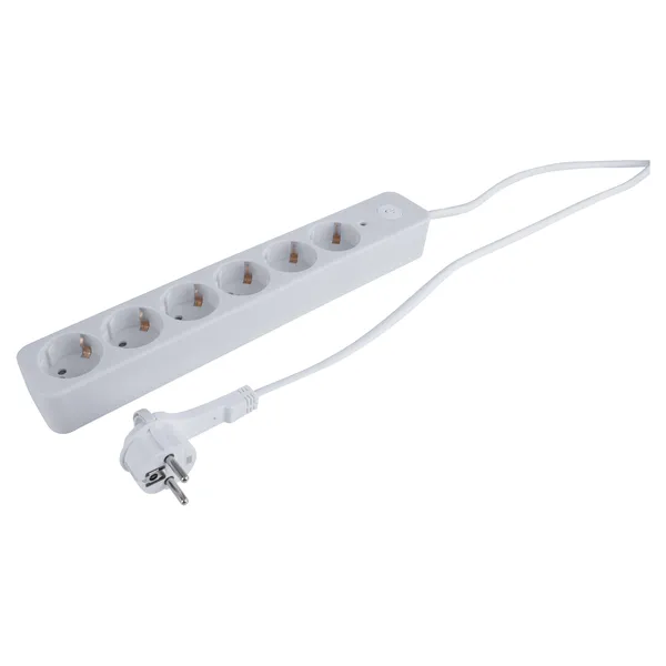 Q-Link stekkerdoos 6-voudig met overspanningsbeveiliging, wit