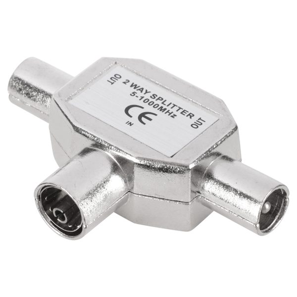 Q-Link COAX splitter - tv - 1 male/2 female - metaal