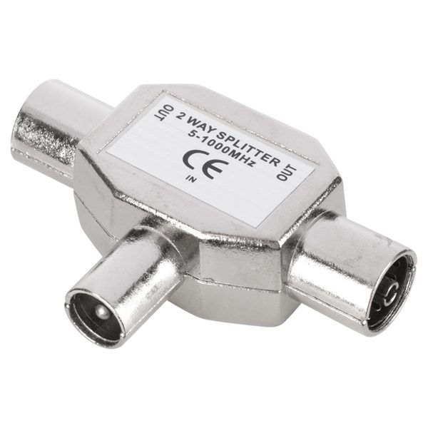 Q-Link COAX splitter - radio - 1 male/2 female - metaal