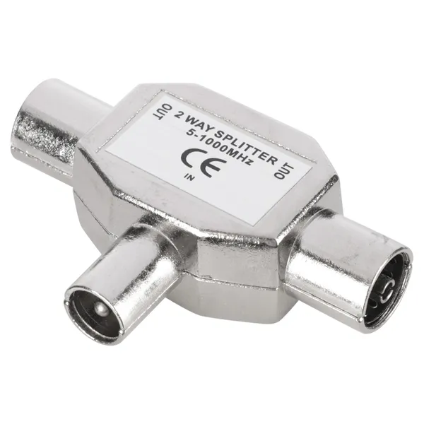 Q-Link coax splitter radio, 1 male naar 2 female, metaal