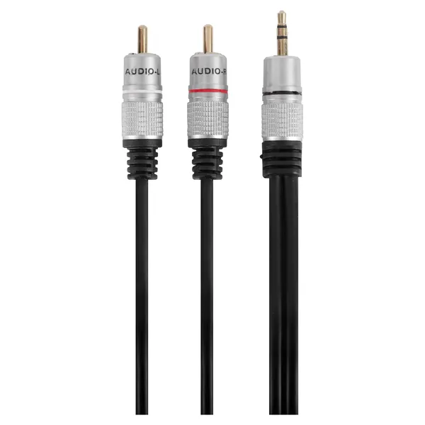 Q-Link tulp/stereo kabel 3,5 mm jack naar 2 x RCA, zwart, 2 m