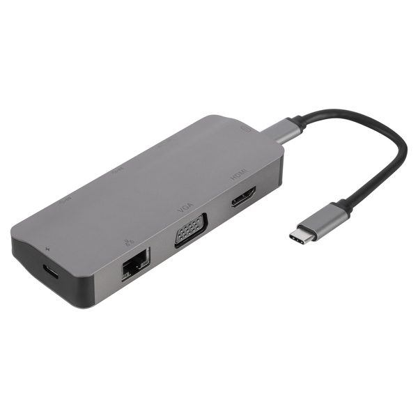 Q-Link USB-C hub - 8-in-1 - multifunctioneel - met kabel - 15 cm