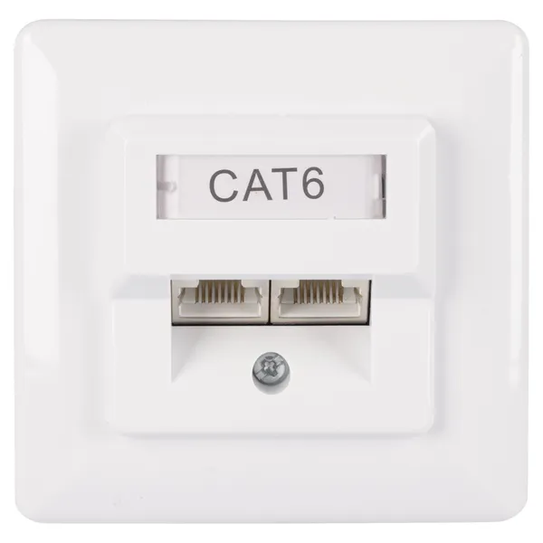 Q-Link FTP inbouwcontactdoos 2-voudig RJ45 CAT6, wit