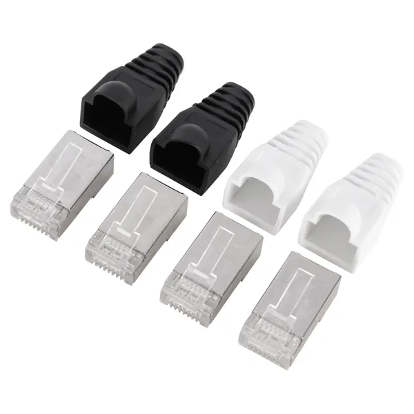 Q-Link FTP connector RJ45 met kap, 4 stuks (2 zwart, 2 wit)