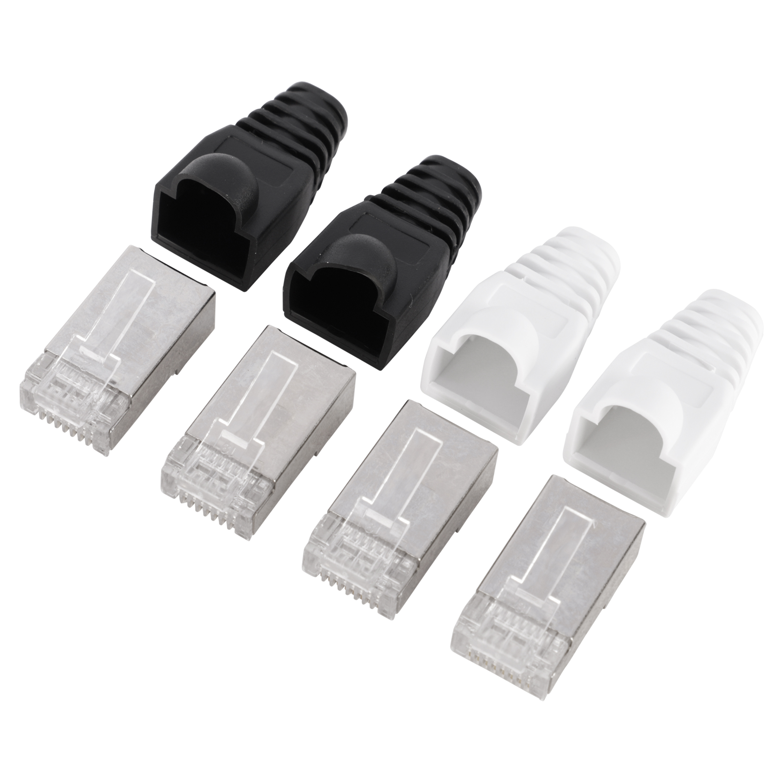 Q-Link FTP connector - RJ45 - 4 x met kap - 2 x zwart - 2 x wit