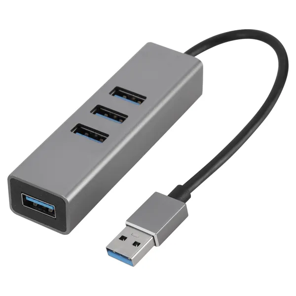 Q-Link USB-A hub met 4 x USB 3.0, metalen behuizing