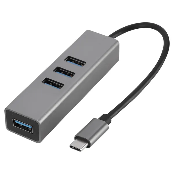 Q-Link USB-C hub met 4 x USB-A 3.0, metalen behuizing