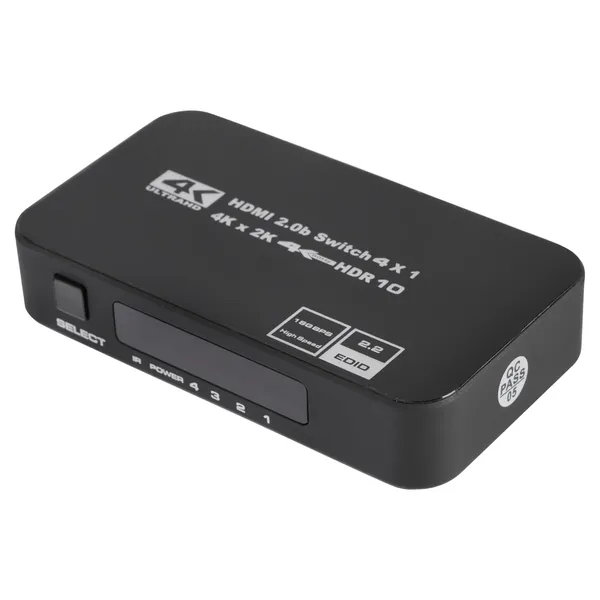Q-Link HDMI switch 4 in 1 uit, 4K/60 Hz, zwart