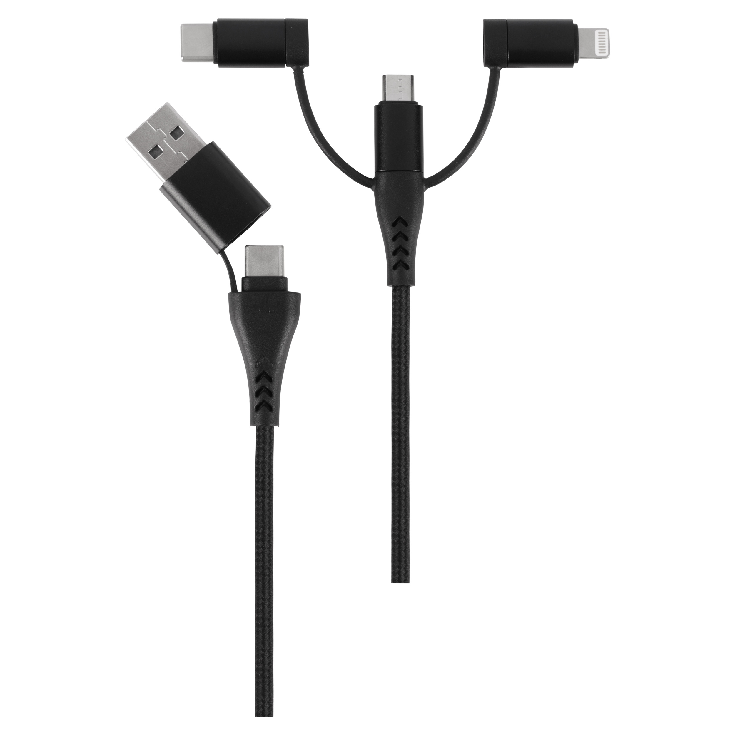 Q-Link datakabel - textiel - combi - 6-in-1 - zwart - 1.5 m