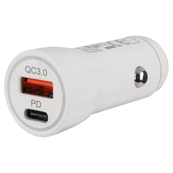 Q-Link autolader duo met USB-A (QC 3.0) en USB-C (PD 20 W), wit